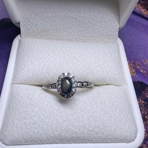 Silver Ring with Black Opal Stone